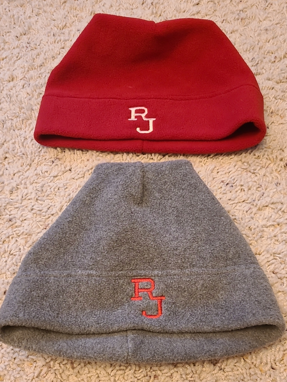 Port Authority Kids Fleece Beanie Hat - Red & Gray